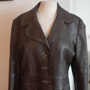 Vintage leather 3/4 jacket brown